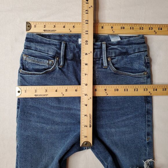 Good American Womens Size 0/25 Good Waist Crop Jeans Chewed Hem Blue GWCCH005T - Picture 7 of 8